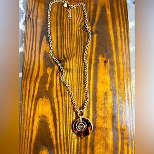 Elegant Gold and Brown Tortoise Pendant Necklace contemporary gold tone boho